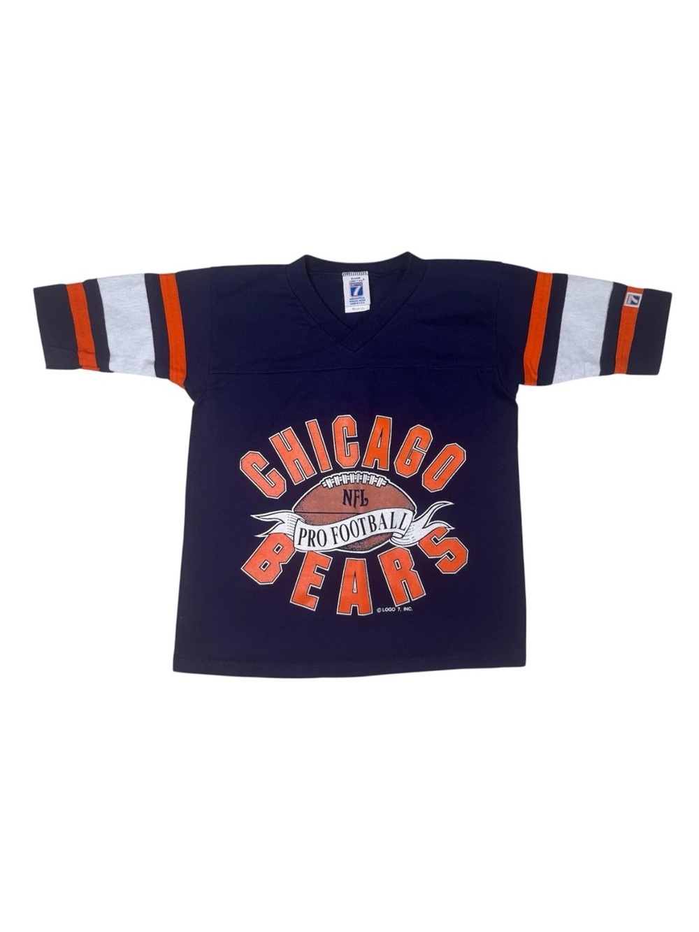 VTG Logo 7 NFL Chicago Bears 3/4 Sleeve Shirt Navy Kids Size Medium (10-12)